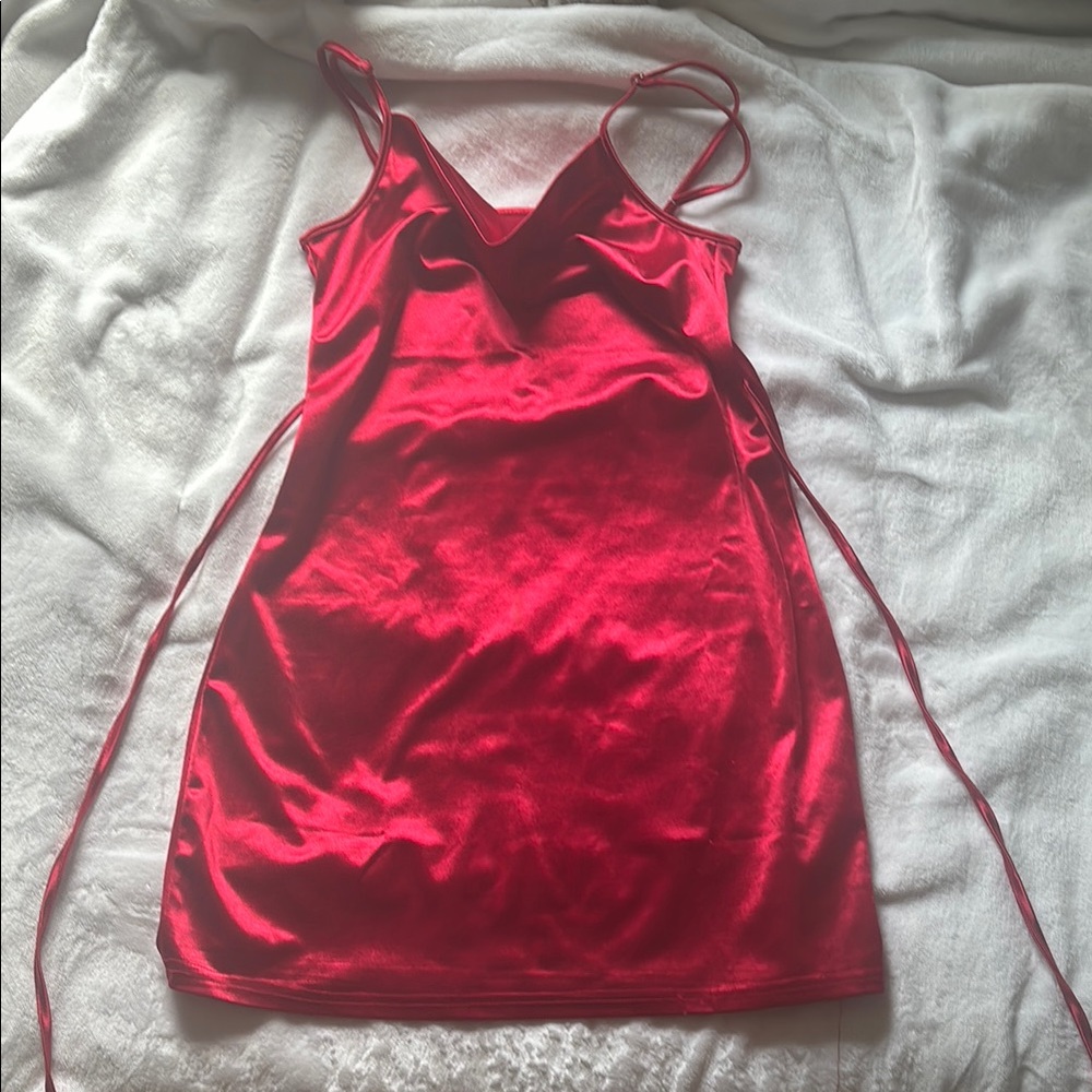 Elegant Red Satin Slip Dress